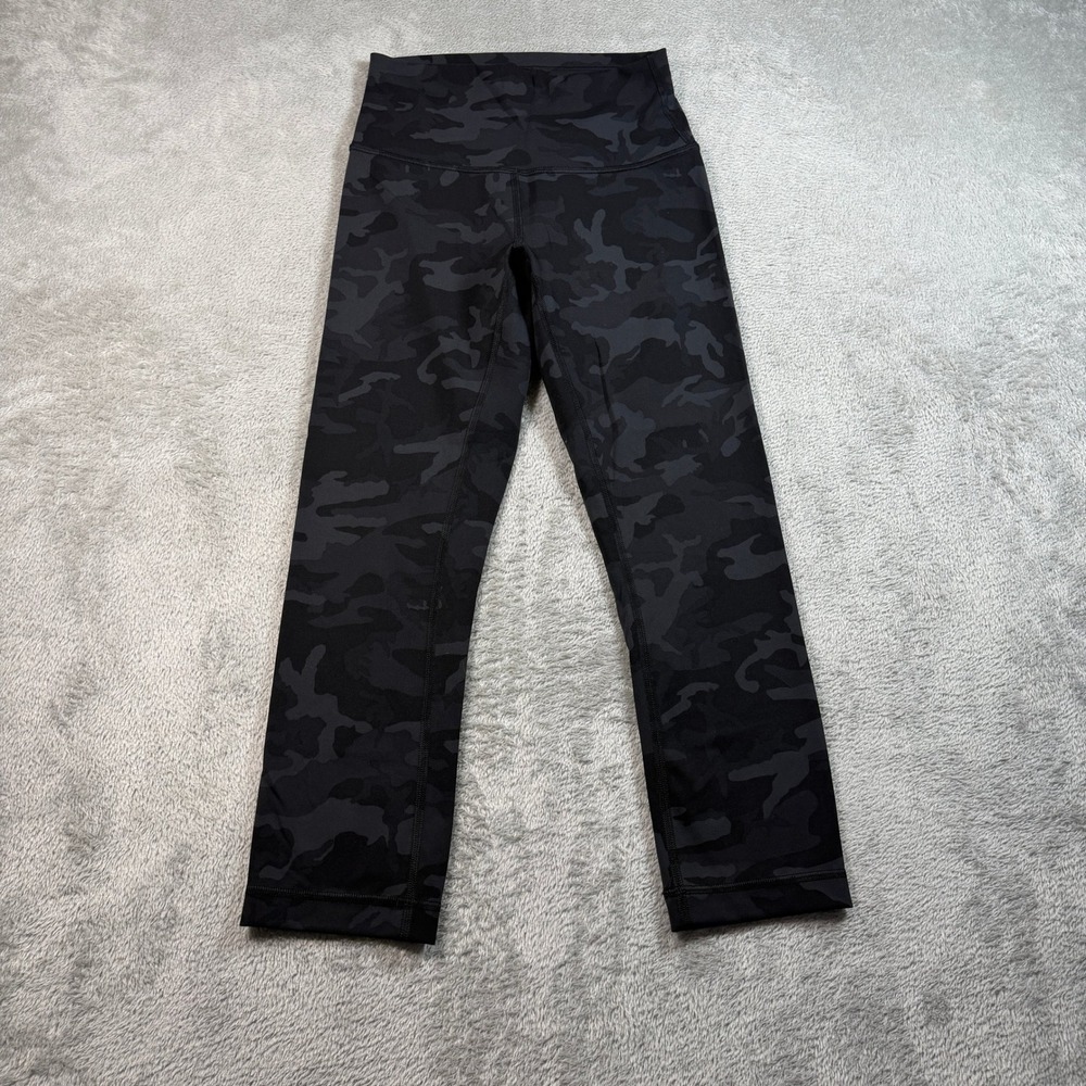 Lululemon Wunder Train High Rise Crop 21" Leggings Women 4 Incognito Camo Grey